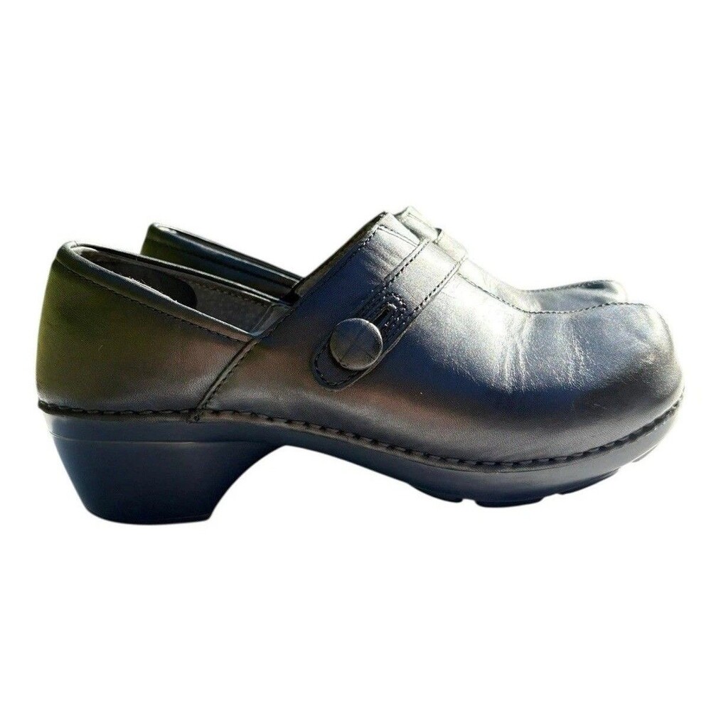 Dansko Solstice Black Leather Clogs Women’s 39 US 8.5 Slip On Comfort Shoes